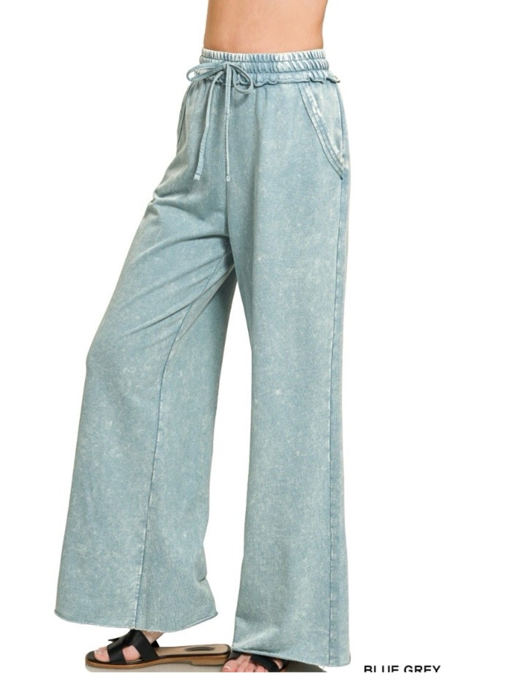 WASHED FRENCH TERRY SWEATPANTS Blue-Grey. **NEW**. 29” Inseam